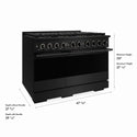 ZLINE 48 in. 6.7 cu. ft. Marino Dual Fuel Range with 8 Burner DuoPro™ Cooktop and Dual Ovens in Black Stainless Steel (PMDRB-48)