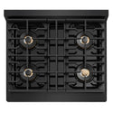 ZLINE Autograph Edition 30 in. 4.2 cu. ft. Marino Dual Fuel Range with 4 Burner DuoPro™ Cooktop and Electric Convection Oven in Black Stainless Steel and Champagne Bronze Accents (PMDRBZ-30-CB)