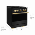 ZLINE Autograph Edition 30 in. 4.2 cu. ft. Marino Dual Fuel Range with 4 Burner DuoPro™ Cooktop and Electric Convection Oven in Black Stainless Steel and Polished Gold Accents (PMDRBZ-30-G)