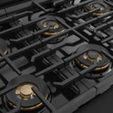 ZLINE Autograph Edition 48 in. 6.7 cu. ft. Marino Dual Fuel Range with 8 Burner DuoPro™ Cooktop and Dual Ovens in Black Stainless Steel and Champagne Bronze Accents (PMDRBZ-48-CB)