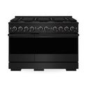 ZLINE 48 in. 6.7 cu. ft. Marino Double Oven Gas Range with 8 Burner Cooktop in Black Stainless Steel (MGRB-48)