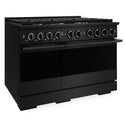 ZLINE 48 in. 6.7 cu. ft. Marino Double Oven Gas Range with 8 Burner Cooktop in Black Stainless Steel (MGRB-48)