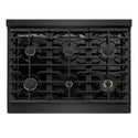 ZLINE Autograph Edition 36 in. 5.2 cu. ft. Marino Gas Range with 6 Burner Cooktop and Convection Gas Oven in Black Stainless Steel and Champagne Bronze Accents (MGRBZ-36-CB)