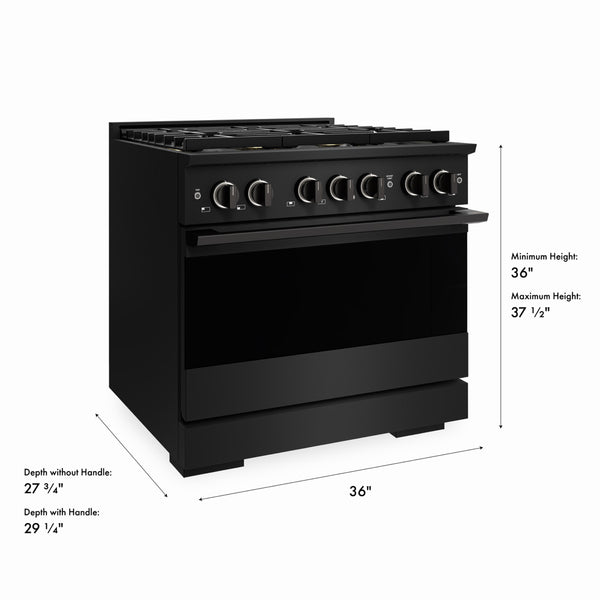 ZLINE 36 in. 5.2 cu. ft. Marino Gas Range with 6 Burner DuoPro™ Cooktop and Convection Gas Oven in Black Stainless Steel (PMGRB-36)