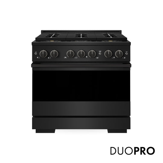 ZLINE 36 in. 5.2 cu. ft. Marino Gas Range with 6 Burner DuoPro™ Cooktop and Convection Gas Oven in Black Stainless Steel (PMGRB-36)