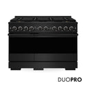 ZLINE 48 in. 6.7 cu. ft. Marino Gas Range with 8 Burner DuoPro™ Cooktop and Dual Ovens in Black Stainless Steel (PMGRB-48)