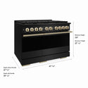 ZLINE Autograph Edition 48 in. 6.7 cu. ft. Marino Gas Range with 8 Burner DuoPro™ Cooktop and Dual Ovens in Black Stainless Steel and Champagne Bronze Accents (PMGRBZ-48-CB)