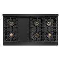 ZLINE Autograph Edition 48 in. 6.7 cu. ft. Marino Gas Range with 8 Burner DuoPro™ Cooktop and Dual Ovens in Black Stainless Steel and Champagne Bronze Accents (PMGRBZ-48-CB)
