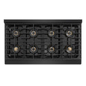 ZLINE Autograph Edition 48 in. 6.7 cu. ft. Marino Gas Range with 8 Burner DuoPro™ Cooktop and Dual Ovens in Black Stainless Steel and Champagne Bronze Accents (PMGRBZ-48-CB)