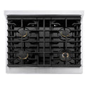 ZLINE 30 in. 4.2 cu. ft. Marino Dual Fuel Range with Gas Cooktop and Electric Convection Oven in Satin Stainless Steel with 4 Brass Burners (MDRS-BR-30)