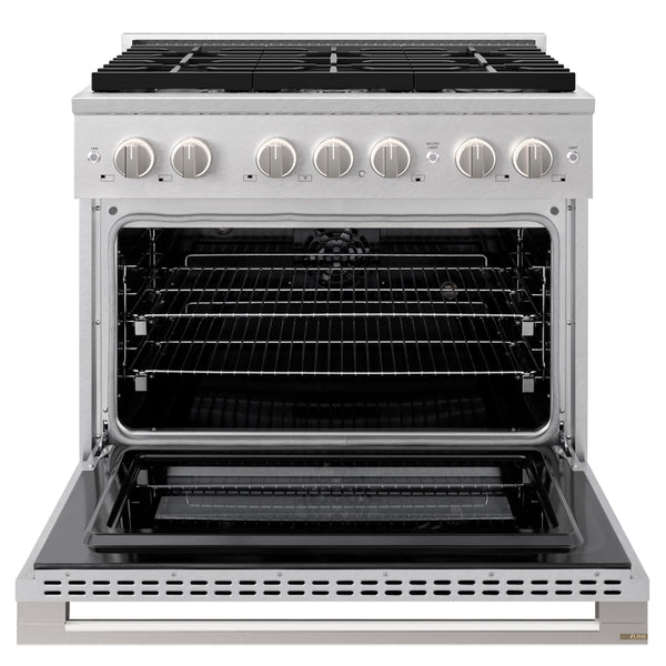 ZLINE 36 in. 5.2 cu. ft. Marino Dual Fuel Range with 6 Burner Gas Cooktop and Electric Convection Oven in Satin Stainless Steel (MDRS-36)