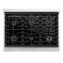 ZLINE 36 in. 5.2 cu. ft. Marino Dual Fuel Range with 6 Burner Gas Cooktop and Electric Convection Oven in Satin Stainless Steel (MDRS-36)