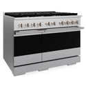 ZLINE 48 in. 6.7 cu. ft. Marino Double Oven Dual Fuel Range with 8 Burner Gas Cooktop in Satin Stainless Steel (MDRS-48)