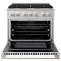 ZLINE 36 in. 5.2 cu. ft. Marino Dual Fuel Range with Gas Cooktop and Electric Convection Oven in Satin Stainless Steel with 6 Brass Burners (MDRS-BR-36)