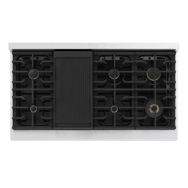 ZLINE 48 in. 6.7 cu. ft. Marino Double Oven Dual Fuel Range in Satin Stainless Steel with 8 Brass Burners (MDRS-BR-48)