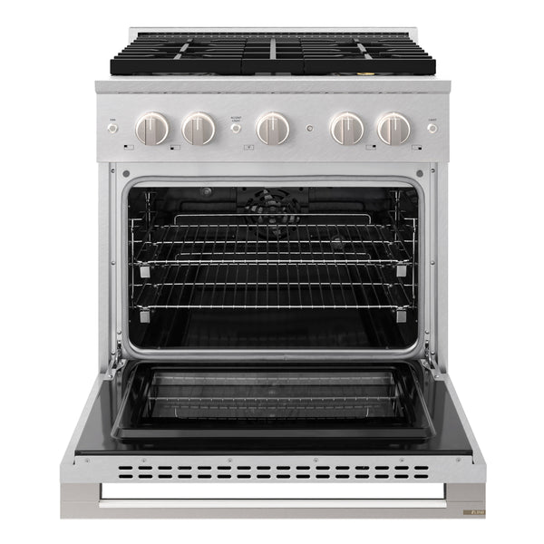 ZLINE 30 in. 4.2 cu. ft. Marino Dual Fuel Range with 4 Burner DuoPro™ Cooktop and Electric Convection Oven in Satin Stainless Steel (PMDRS-30)