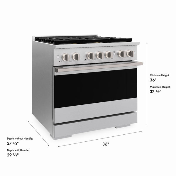 ZLINE 36 in. 5.2 cu. ft. Marino Dual Fuel Range with 6 Burner DuoPro™ Cooktop and Electric Convection Oven in Satin Stainless Steel (PMDRS-36)