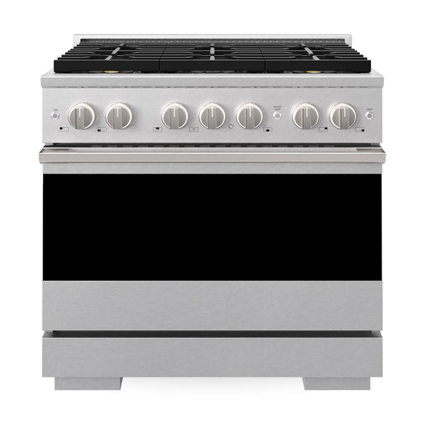 ZLINE 36 in. 5.2 cu. ft. Marino Dual Fuel Range with 6 Burner DuoPro™ Cooktop and Electric Convection Oven in Satin Stainless Steel (PMDRS-36)