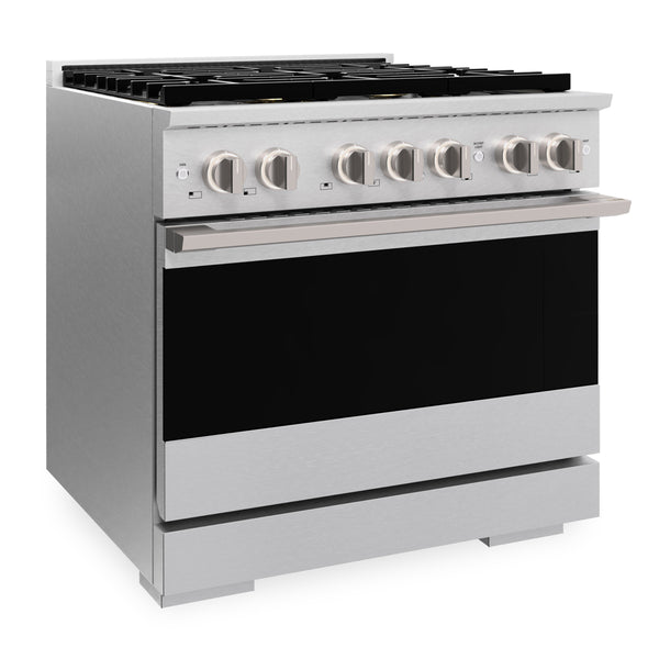 ZLINE 36 in. 5.2 cu. ft. Marino Dual Fuel Range with 6 Burner DuoPro™ Cooktop and Electric Convection Oven in Satin Stainless Steel (PMDRS-36)