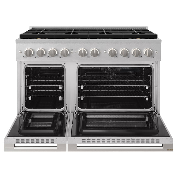 ZLINE 48 in. 6.7 cu. ft. Marino Dual Fuel Range with 8 Burner DuoPro™ Cooktop and Dual Ovens in Satin Stainless Steel (PMDRS-48)