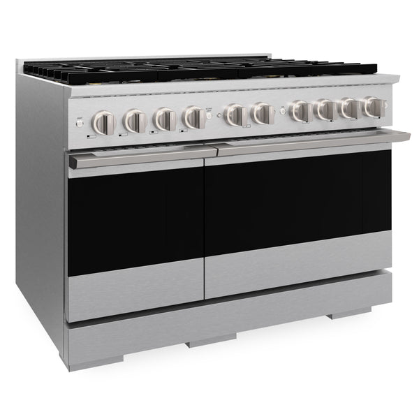 ZLINE 48 in. 6.7 cu. ft. Marino Dual Fuel Range with 8 Burner DuoPro™ Cooktop and Dual Ovens in Satin Stainless Steel (PMDRS-48)