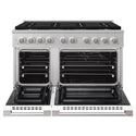 ZLINE 48 in. 6.7 cu. ft. Marino Dual Fuel Range with 8 Burner DuoPro™ Cooktop and Dual Ovens in Satin Stainless Steel with White Matte Doors (PMDRS-WM-48)
