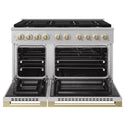 ZLINE Autograph Edition 48 in. 6.7 cu. ft. Marino Dual Fuel Range with 8 Burner DuoPro™ Cooktop and Dual Ovens in Satin Stainless Steel and Champagne Bronze Accents (PMDRSZ-48-CB)