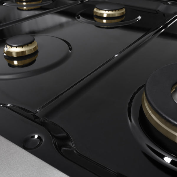 ZLINE Autograph Edition 48 in. 6.7 cu. ft. Marino Double Oven Dual Fuel Range with 8 Burner Gas Cooktop in Satin Stainless Steel with White Matte Doors and Champagne Bronze Accents (MDRSZ-WM-48-CB)