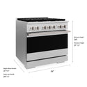 ZLINE 36 in. 5.2 cu. ft. Marino Gas Range with 6 Burner Cooktop and Convection Gas Oven in Satin Stainless Steel (MGRS-36)