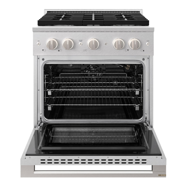 ZLINE 30 in. 4.2 cu. ft. Marino Gas Range with Convection Gas Oven in Satin Stainless Steel with 4 Brass Burners (MGRS-BR-30)