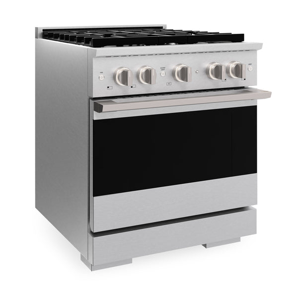 ZLINE 30 in. 4.2 cu. ft. Marino Gas Range with Convection Gas Oven in Satin Stainless Steel with 4 Brass Burners (MGRS-BR-30)