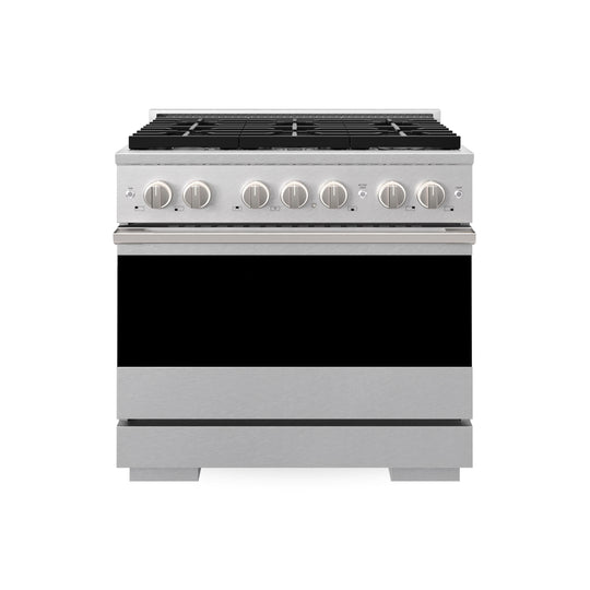 ZLINE 36 in. 5.2 cu. ft. Marino Gas Range with Convection Gas Oven in Satin Stainless Steel with 6 Brass Burners (MGRS-BR-36)