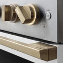 ZLINE Autograph Edition 48 in. 6.7 cu. ft. Marino Double Oven Gas Range with 8 Burner Cooktop in Satin Stainless Steel with White Matte Doors and Champagne Bronze Accents (MGRSZ-WM-48-CB)