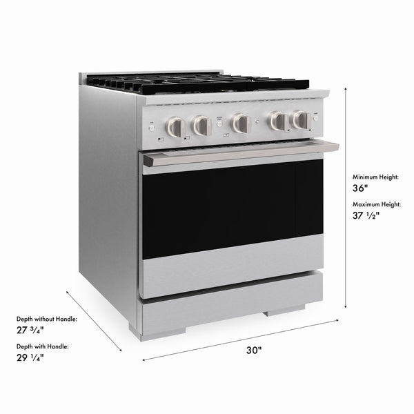 ZLINE 30 in. 4.2 cu. ft. Marino Gas Range with 4 Burner DuoPro™ Cooktop and Convection Gas Oven in Satin Stainless Steel (PMGRS-30)