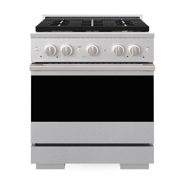 ZLINE 30 in. 4.2 cu. ft. Marino Gas Range with 4 Burner DuoPro™ Cooktop and Convection Gas Oven in Satin Stainless Steel (PMGRS-30)
