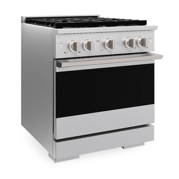 ZLINE 30 in. 4.2 cu. ft. Marino Gas Range with 4 Burner DuoPro™ Cooktop and Convection Gas Oven in Satin Stainless Steel (PMGRS-30)