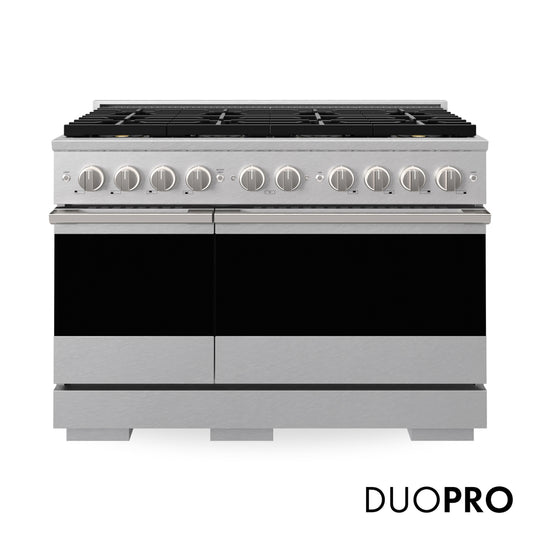 ZLINE 48 in. 6.7 cu. ft. Marino Gas Range with 8 Burner DuoPro™ Cooktop and Dual Ovens in Satin Stainless Steel (PMGRS-48)