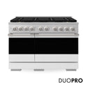 ZLINE 48 in. 6.7 cu. ft. Marino Gas Range with 8 Burner DuoPro™ Cooktop and Dual Ovens in Satin Stainless Steel with White Matte Doors (PMGRS-WM-48)