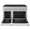 ZLINE 48 in. 6.7 cu. ft. Marino Gas Range with 8 Burner DuoPro™ Cooktop and Dual Ovens in Satin Stainless Steel with White Matte Doors (PMGRS-WM-48)