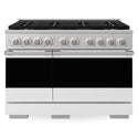 ZLINE 48 in. 6.7 cu. ft. Marino Gas Range with 8 Burner DuoPro™ Cooktop and Dual Ovens in Satin Stainless Steel with White Matte Doors (PMGRS-WM-48)