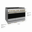 ZLINE Autograph Edition 48 in. 6.7 cu. ft. Marino Gas Range with 8 Burner DuoPro™ Cooktop and Dual Ovens in Satin Stainless Steel and Champagne Bronze Accents (PMGRSZ-48-CB)