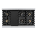 ZLINE Autograph Edition 48 in. 6.7 cu. ft. Marino Gas Range with 8 Burner DuoPro™ Cooktop and Dual Ovens in Satin Stainless Steel and Champagne Bronze Accents (PMGRSZ-48-CB)