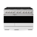 ZLINE 48 in. 6.7 cu. ft. Marino Double Oven Dual Fuel Range with 8 Burner Gas Cooktop in Satin Stainless Steel with White Matte Doors (MDRS-WM-48)