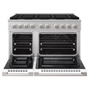 ZLINE 48 in. 6.7 cu. ft. Marino Double Oven Dual Fuel Range with 8 Burner Gas Cooktop in Satin Stainless Steel with White Matte Doors (MDRS-WM-48)