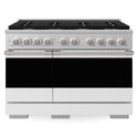ZLINE 48 in. 6.7 cu. ft. Marino Double Oven Gas Range with 8 Burner Cooktop in Satin Stainless Steel with White Matte Doors (MGRS-WM-48)