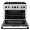 ZLINE Autograph Edition 36 in. 5.2 cu. ft. Marino Dual Fuel Range with 6 Burner Gas Cooktop and Electric Convection Oven in Stainless Steel with Matte Black Accents (MDRZ-36-MB)