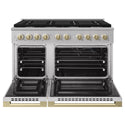 ZLINE Autograph Edition 48 in. 6.7 cu. ft. Marino Double Oven Dual Fuel Range with 8 Burner Gas Cooktop in Stainless Steel and Champagne Bronze Accents (MDRZ-48-CB)