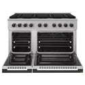ZLINE Autograph Edition 48 in. 6.7 cu. ft. Marino Double Oven Dual Fuel Range with 8 Burner Gas Cooktop in Stainless Steel and Matte Black Accents (MDRZ-48-MB)