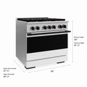 ZLINE Autograph Edition 36 in. 5.2 cu. ft. Marino Dual Fuel Range with 6 Burner Gas Cooktop and Electric Convection Oven in Stainless Steel with White Matte Door and Matte Black Accents (MDRZ-WM-36-MB)