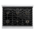 ZLINE Autograph Edition 36 in. 5.2 cu. ft. Marino Dual Fuel Range with 6 Burner Gas Cooktop and Electric Convection Oven in Stainless Steel with White Matte Door and Matte Black Accents (MDRZ-WM-36-MB)